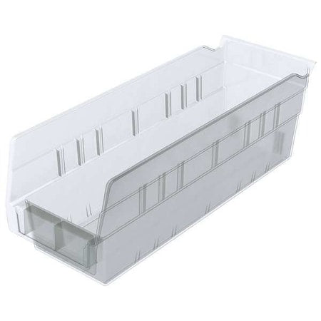 Shelf Storage Bin, Plastic, 4-1/8 in W x 4 in H x 11-5/8 in L, Clear