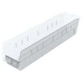 Shelf Storage Bin, Plastic, Clear, 4 in H, 4 1/8 in W, 17 7/8 in L