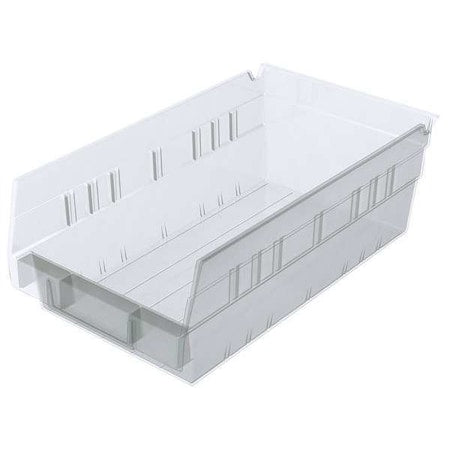 Shelf Storage Bin, Plastic, Clear, 4 in H, 6 5/8 in W, 11 5/8 in L