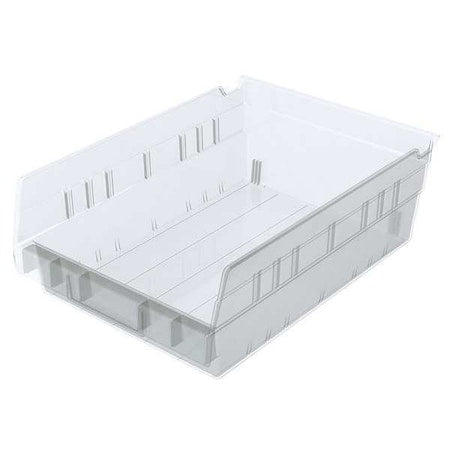 Shelf Storage Bin, Plastic, Clear, 4 in H, 8 3/8 in W, 11 5/8 in L