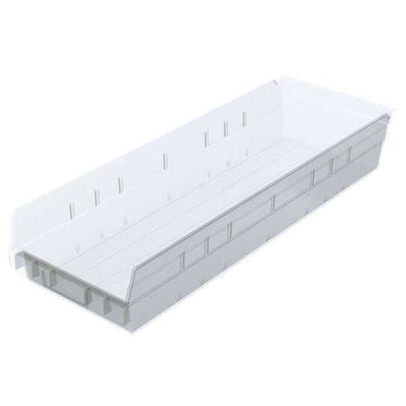 Shelf Storage Bin, Plastic, Clear, 4 in H, 6 5/8 in W, 23 5/8 in L