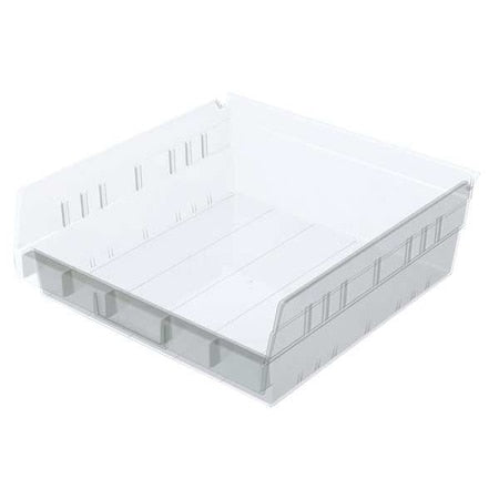 Shelf Storage Bin, Plastic, Clear, 4 in H, 11 1/8 in W, 11 5/8 in L