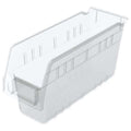 Shelf Storage Bin, Plastic, Clear, 6 in H, 4 1/8 in W, 11 5/8 in L