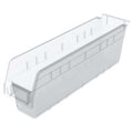 Shelf Storage Bin, Plastic, Clear, 6 in H, 4 1/8 in W, 17 7/8 in L