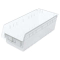 Shelf Storage Bin, Plastic, Clear, 6 in H, 8 3/8 in W, 17 7/8 in L