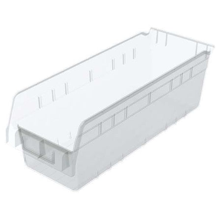 Shelf Storage Bin, Plastic, Clear, 6 in H, 6 5/8 in W, 17 7/8 in L