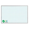 Grid Board, Porcelain, 48 in, 72 in, Aluminum Frame, White/Blue, Gloss