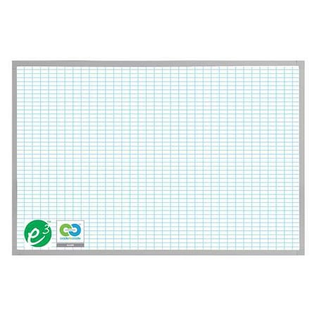 Grid Board, Porcelain, 48 in, 72 in, Aluminum Frame, White/Blue, Gloss