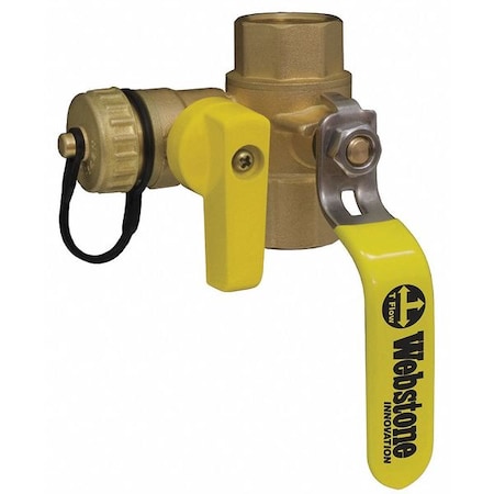 3/4"" IPS x Hose Cap Brass Ball Valve with Drain 3-Way