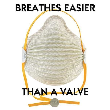 Disposable Respirator, N95, AirWave, Adj. SmartStrap, Molded Nose Bridge, Gray, M/L, PK10