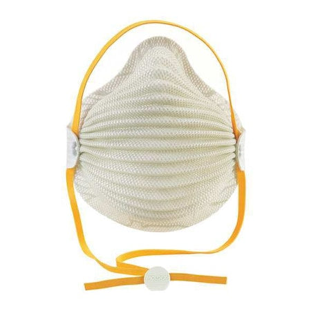 Disposable Respirator, N95, AirWave, Adj. SmartStrap, Molded Nose Bridge, Gray, S, PK 10