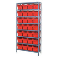 Steel Bin Shelving, 12 in D x 75 in H x 36 in W, 8 Shelves, Red