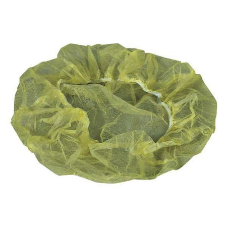 Bouffant Cap, Polypropylene, 18 in Dia., Yellow, S, 1000 PK