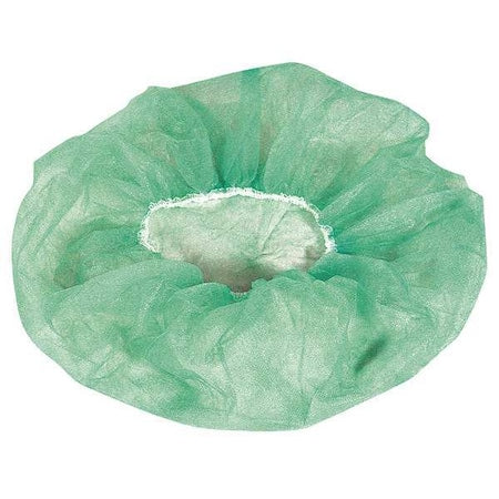 Bouffant Cap, Polypropylene, 21 in Dia., Green, M, 1000 PK