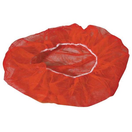 Bouffant Cap, Polypropylene, 21 in Dia., Red, M, 1000 PK
