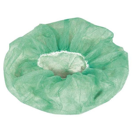 Bouffant Cap, Polypropylene, 24 in Dia., Green, L, 1000 PK