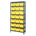 Steel Bin Shelving, 12 in D x 75 in H x 36 in W, 8 Shelves, Yellow