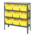 Steel Bin Shelving, 12 in D x 39 in H x 36 in W, 4 Shelves, Yellow