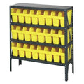 Steel Bin Shelving, 18 in D x 39 in H x 36 in W, 4 Shelves, Yellow