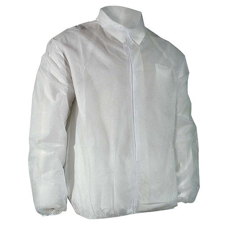 Disposable Lab Coat, Polypropylene, Hook-and-Loop Closure, White, 2XL, 50 PK