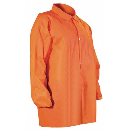 Disposable Lab Coat, Polypropylene, Snap Closure, Orange, M, 30 PK