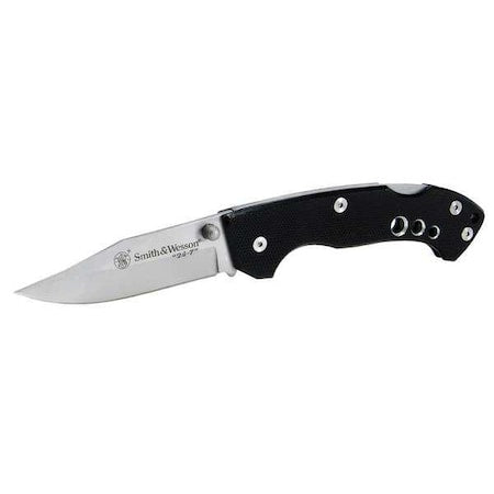 Folding Knife, Fine, Drop, Satin/Black, 3 in