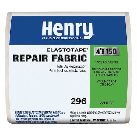 Repair Fabric, 4 in x 150 ft, Roll, White