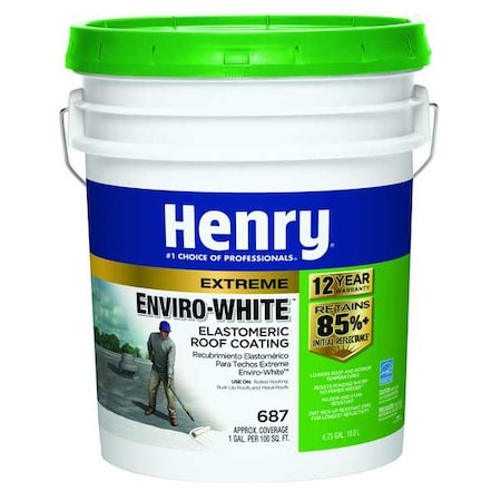 Elastomeric Roof Coating, 4.75 gal, Pail, White