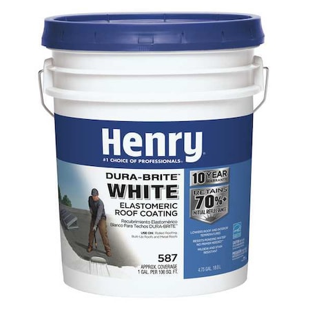 Elastomeric Roof Coating, 4.75 gal, Pail, White