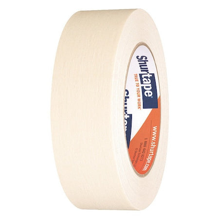Masking Tape, 36 mm W x 55 m L, 5 mil Thick, Tan, Rubber Adhesive, 24 PK