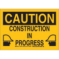 Caution Sign, 7 in Height, 10 in Width, Plastic, Rectangle, English