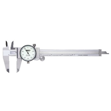 Dial Caliper, 0-12" Range, 2" Jaw D, White