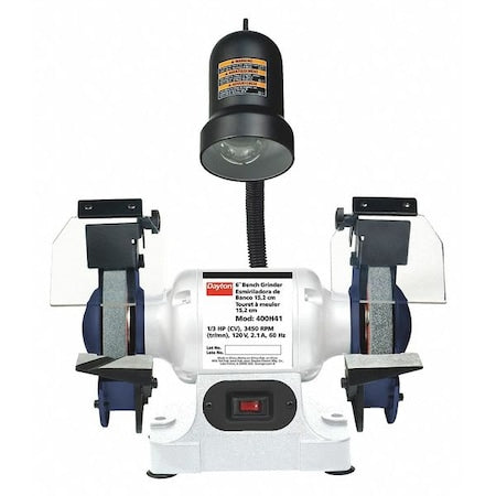 Bench Grinder, 6 in Max. Wheel Dia, 36/60 Grinding Wheel Grit