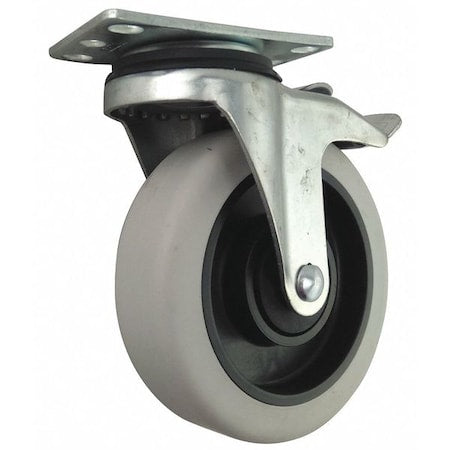 Plate Caster, 5" Wheel Dia., 400 lb.