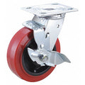 Standard Plate Caster, 6 in Dia, 7 1/2 in Ht, 800 lb Load Rating, Polyurethane