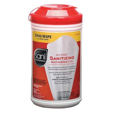 Sanitizing Wipes, Canister, 95 Wipes, PK6
