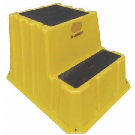 Step Stand, 2 Steps, 500 lb Load Capacity, 20 1/2 in Overall Height, Polyethylene, Yellow