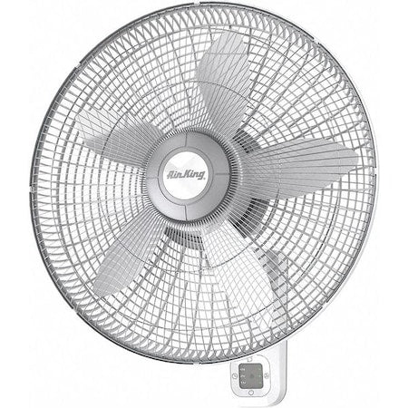 18" Blade Dia Wall Mount Fan, Oscillating, 3 Speeds, 120VAC, Remote Control