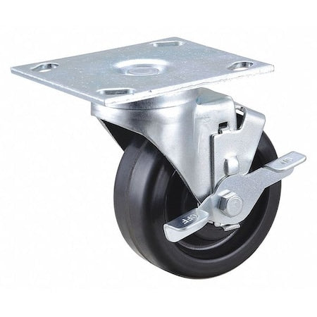 NSF-Listed Plate Caster, 4" Wheel Dia, 350 lb.