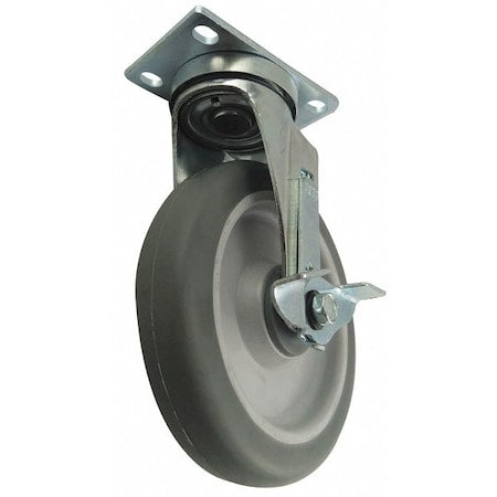 Plate Caster, 6" Wheel Dia, 325 lb., Swivel