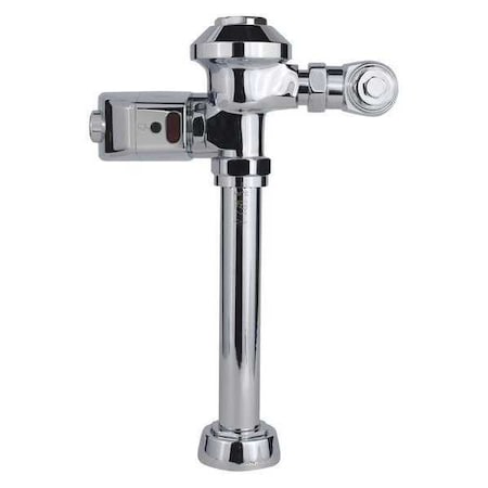 Toilet Automatic Flush Valve, 1.1 gpf gpf, Polished Chrome, 1 in, 1 1/2 in Spud Coupling