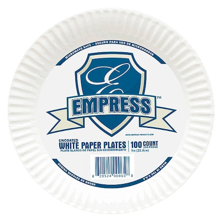 Paper, Plate, Round, 9", White, PK1200