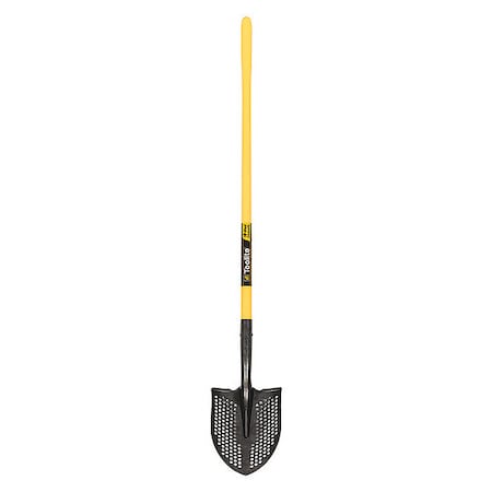 Round Point Mud/Sifting Shovel, 14 ga #2 Blade, Steel Blade, Forward Turn Step, 48 in L Yellow