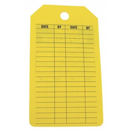 Tag, Cleaning and Maintenance, Cardstock, 5 3/4 in H x 3 1/4 in W, Yellow, Rectangle, 25 PK