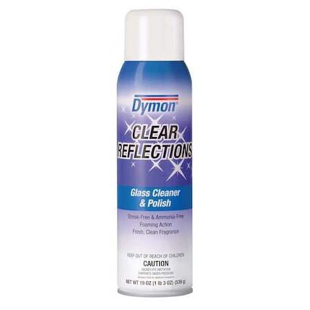 Foam Glass Cleaner, 19 oz, White, Floral, Aerosol Can, 12 PK