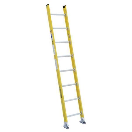 8 ft. Overall H, Straight Ladder, Fiberglass, 8 Steps, 375 lb Load Capacity