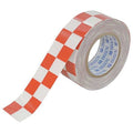 Floor Marking Tape, Polyester, Checkered, Red, White, 2 in W., 8 mil Thickness