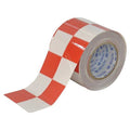Floor Marking Tape, Polyester, No Legend, Red, White, 4 in W., 8 mil Thickness