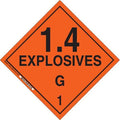 DOT Container Placard, 1.4 Explosives G 1, B-946 Pressure Sensitive Vinyl, 10-3/4"" W x 10-3/4"" H