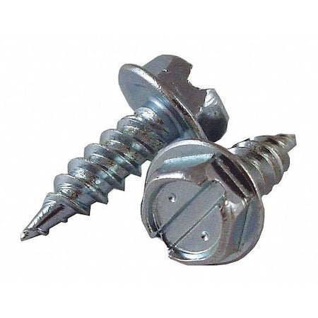 Sheet Metal Screw, #7 x 1/2 in, Zinc Plated Steel Flange Hex Head External Hex Drive, 1000 PK